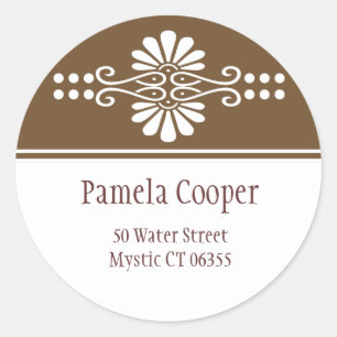 Brown And White Address Label Stickers