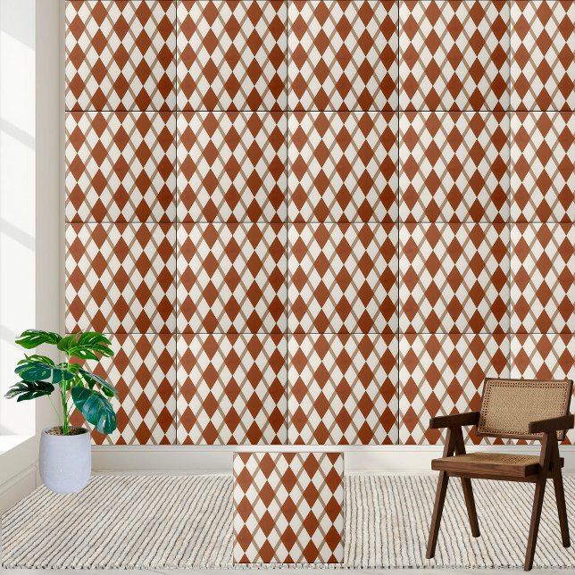 Brown and White Argyle Pattern Tile (Brown and White Argyle Pattern Tile)