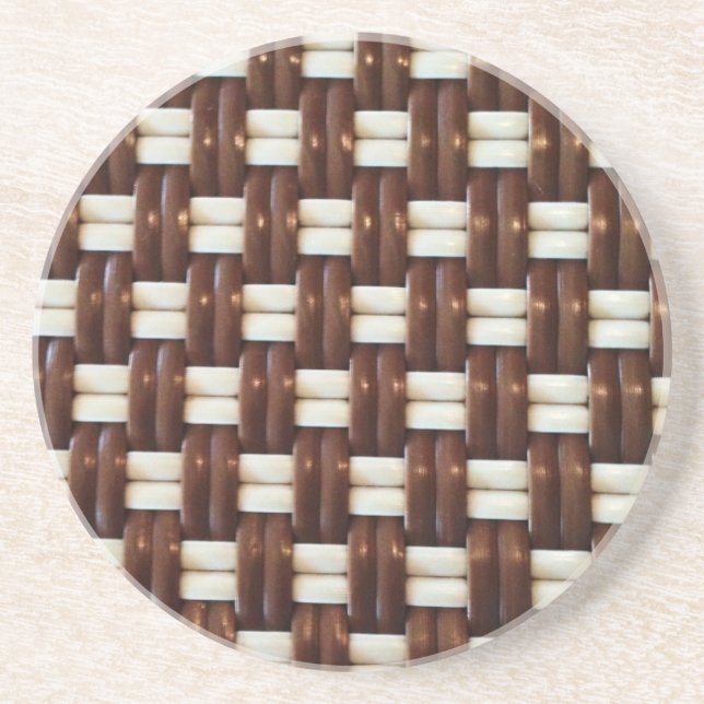 Brown and White Basket Weave Coaster (Front)