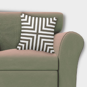 Brown And White Box Pattern - Throw Pillow