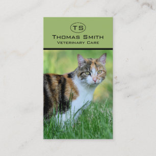 Brown and white cat business card