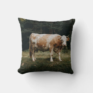 BROWN AND WHITE CHAINED COW CUSHION