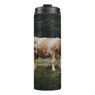 BROWN AND WHITE CHAINED COW THERMAL TUMBLER