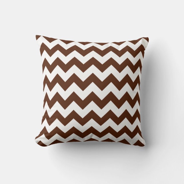 Brown and White Chevron Cushion (Front)