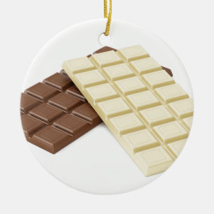 Brown and white chocolate bars ceramic ornament
