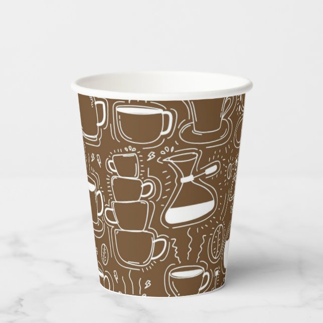 Brown and White Coffee Pot Party Cup (Back)