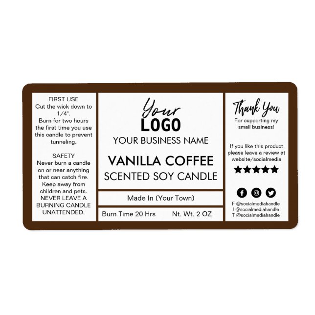 Brown And White Coffee Scented Soy Candle (Front)