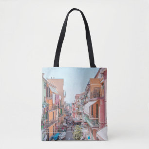 BROWN AND WHITE CONCRETE BUILDINGS TOTE BAG