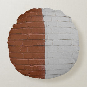 Brown and white concrete wall round cushion