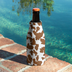 Brown And White Cow Hide Fur Pattern  Bottle Cooler