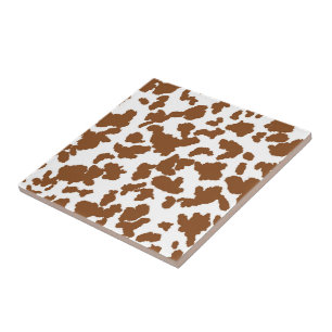 Brown And White Cow Hide Fur Pattern Ceramic Tile