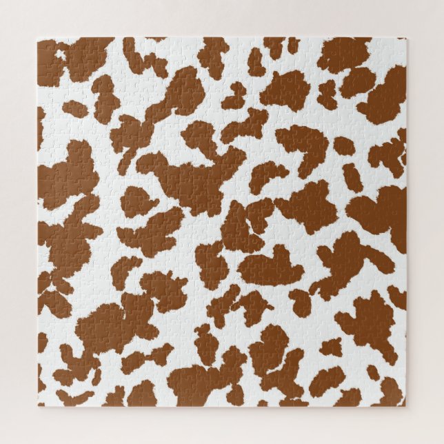 Brown And White Cow Hide Fur Pattern Jigsaw Puzzle (Vertical)