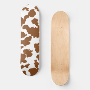 Brown And White Cow Hide Fur Pattern  Skateboard