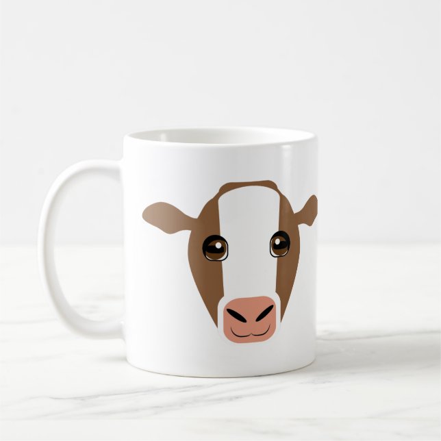 Brown and White Cow on Mug (Left)