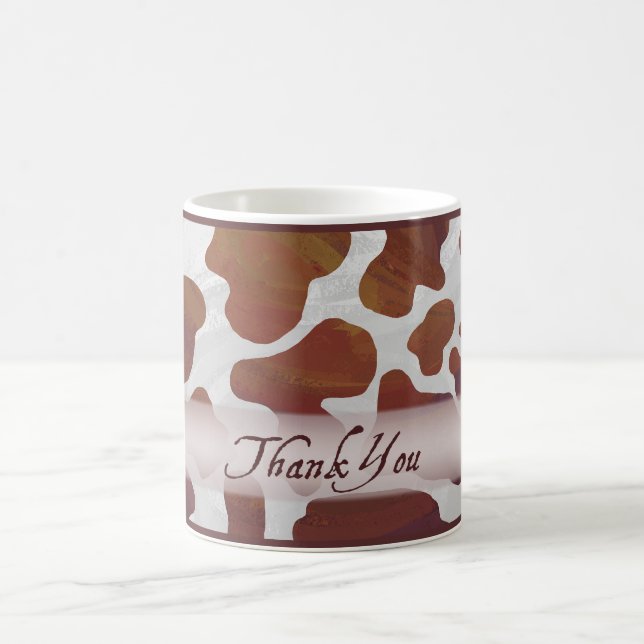 Brown and White Cow Spots Thank You Coffee Mug (Center)