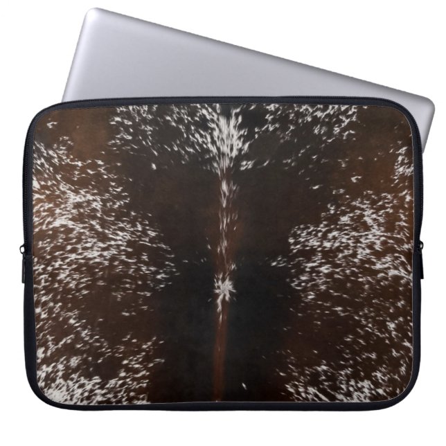 Brown and White Cowhide Country Western Laptop Sleeve (Front)