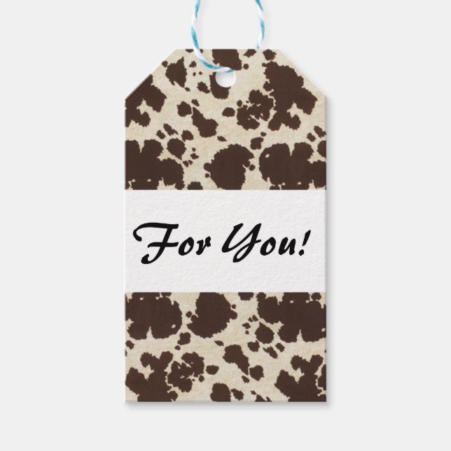 Brown and White Cowhide gift tags (Front)