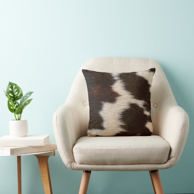 Brown and White Cowhide Print, Farmhouse decor  Cushion (Chair)