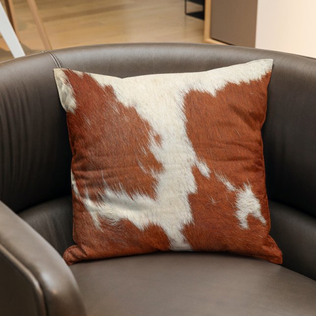 Brown and white cowhide texture cushion (Creator Uploaded)