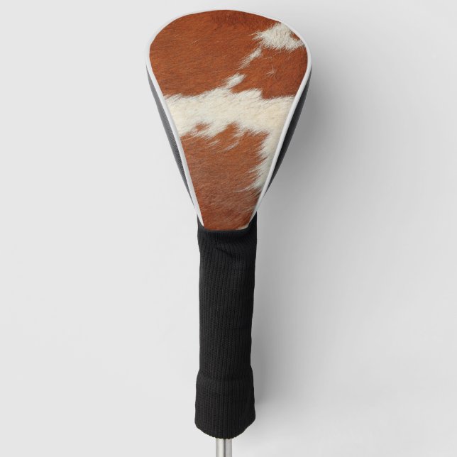 Brown and white cowhide texture golf head cover (Front)
