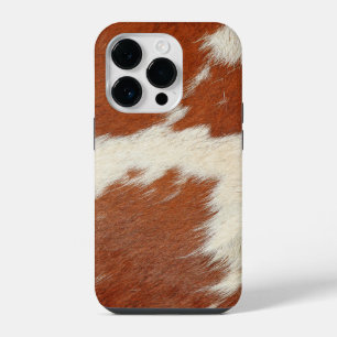 Brown and white cowhide texture iPhone 14 pro case