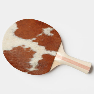 Brown and white cowhide texture ping pong paddle