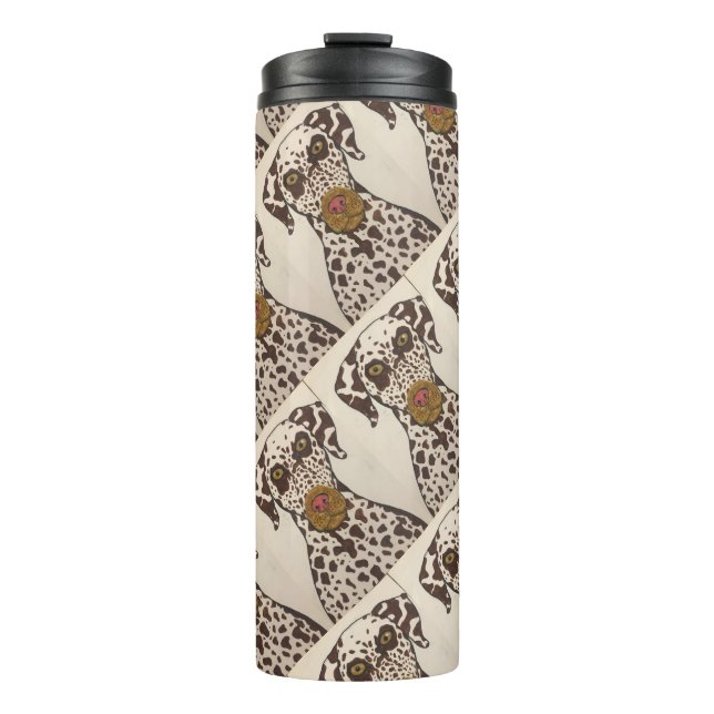 brown and white dalmatian dog Thermal Tumbler (Front)