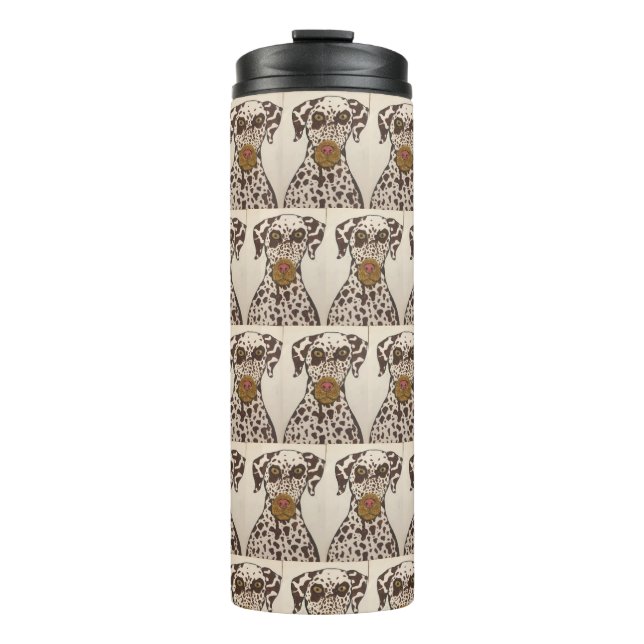 brown and white dalmatian dog Thermal Tumbler (Front)