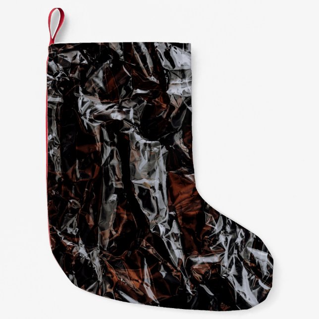 Brown and white dried leaves small christmas stocking (Front)