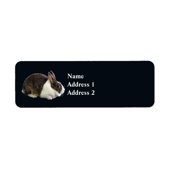 Brown and White Dutch Rabbit Return Address Label (Front)