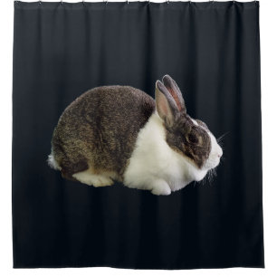 Brown and White Dutch Rabbit Shower Curtain