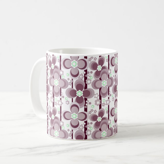 brown and white floral pattern coffee mug (Front Left)