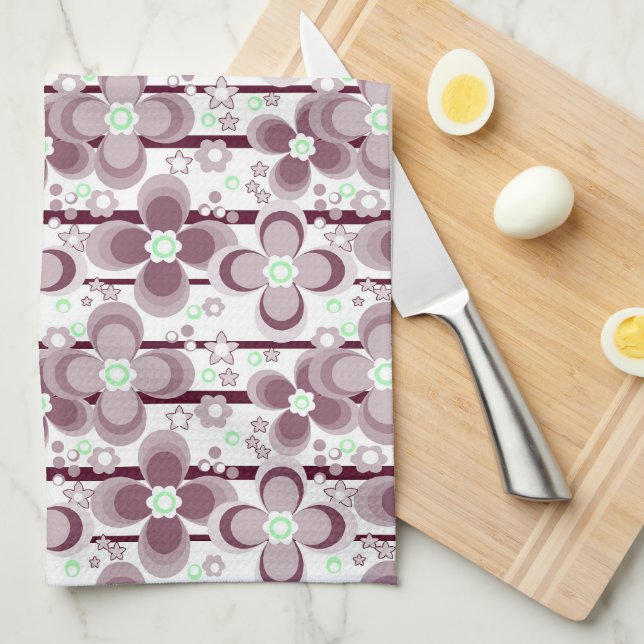 brown and white floral pattern tea towel (Quarter Fold)