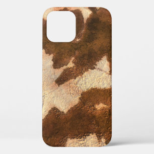 Brown and white floral textile iPhone 12 case