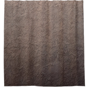 Brown and white floral textile shower curtain