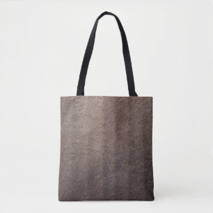 Brown and white floral textile tote bag