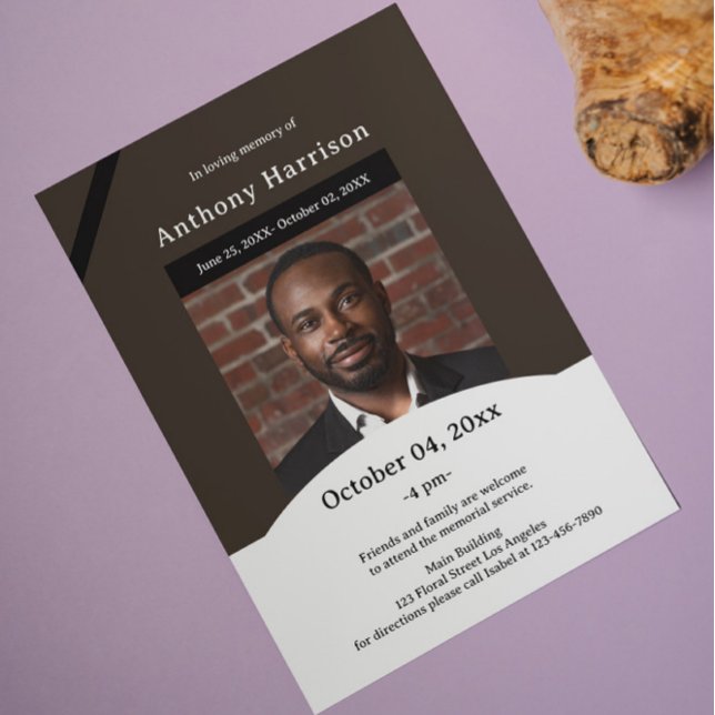 Brown and White Funeral Invitation (Creator Uploaded)