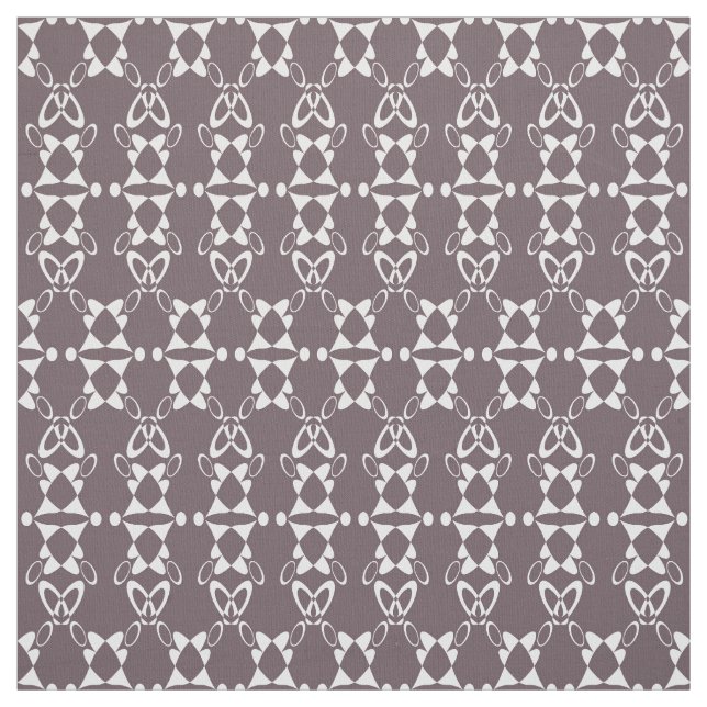 Brown and white geometric ornament pattern fabric (Swatch)