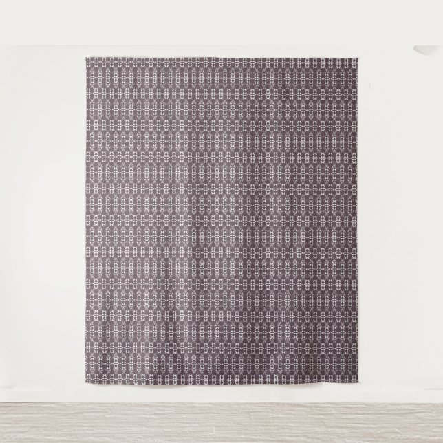 Brown and white geometric ornament pattern tapestry (Front)