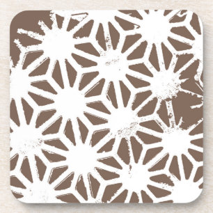 Brown and white geometric pattern coaster