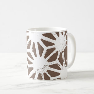 Brown and white geometric pattern coffee mug