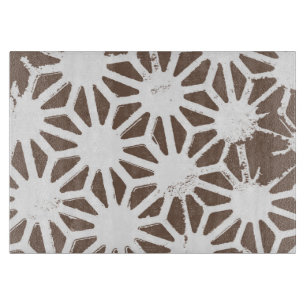 Brown and white geometric pattern cutting board