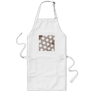 Brown and white geometric pattern long apron