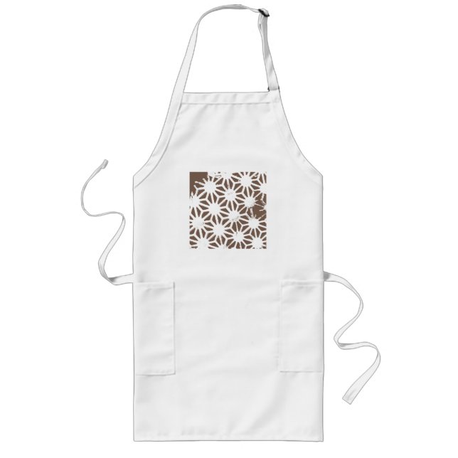 Brown and white geometric pattern long apron (Front)