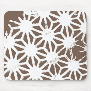 Brown and white geometric pattern mouse pad