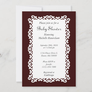 Brown and White Gingerbread Baby Shower Invitation