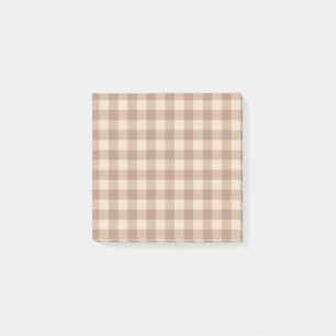 Brown and White Gingham Plaid Pattern  Post-it Notes