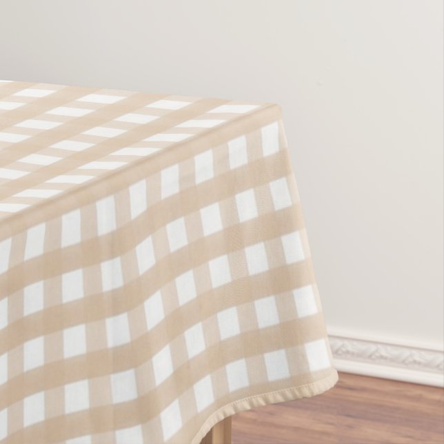 Brown and White Gingham Thanksgiving Tablecloth (In Situ)