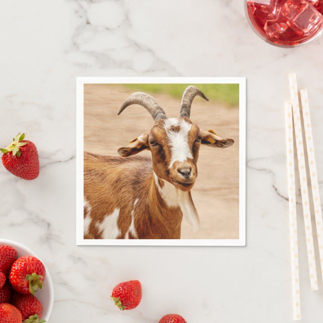 Brown and White Goat Napkin (Insitu)