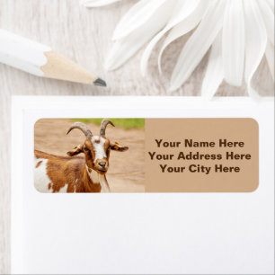 Brown and White Goat Return Address Label